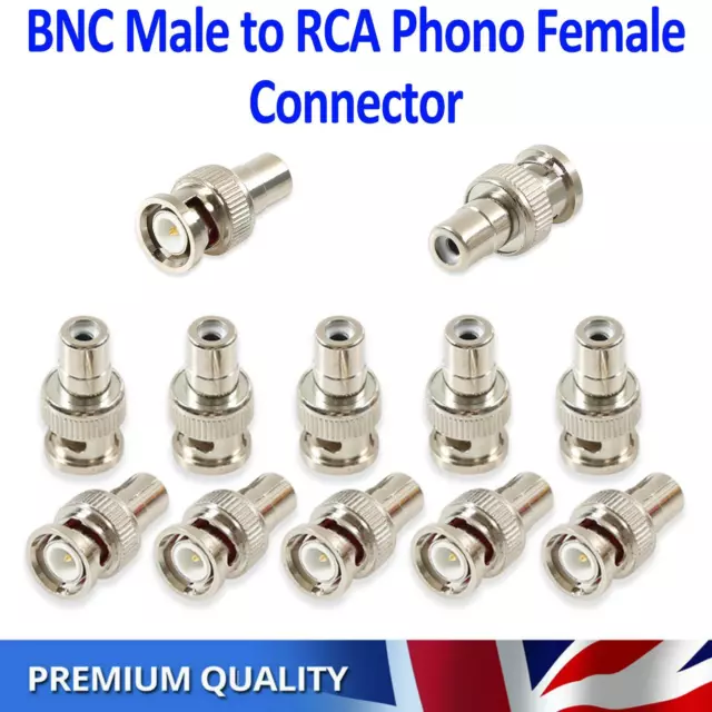 BNC Male to RCA Phono Female Connector Cable Adapter Coupler CCTV Audio/Video