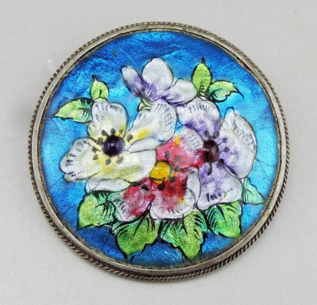 Broche En Argent Sterling Et Émaux Bressans - Occasion, Travail Artisanal Vintage | Bijou Argenté