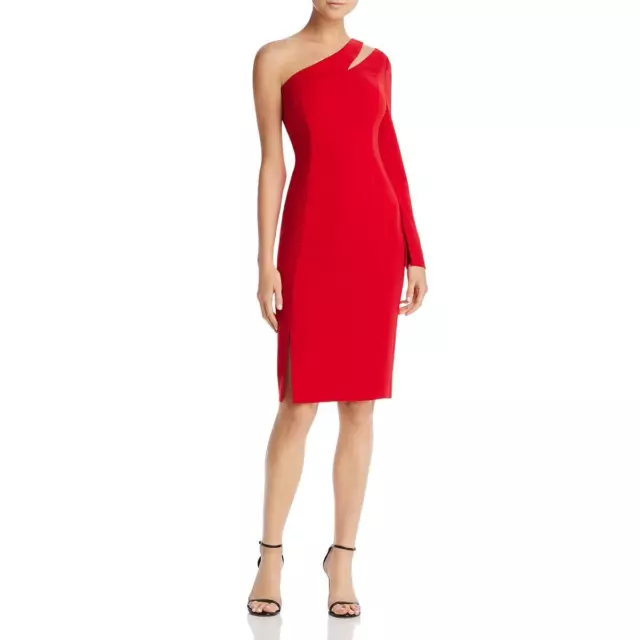 Laundry by Shelli Segal Womens Red One Shoulder Crepe Cocktail Dress 6 BHFO 4665