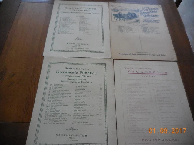 Lot  4 Partitions De Musique Pour Piano Chansons Populaires Russes Et Tziganes