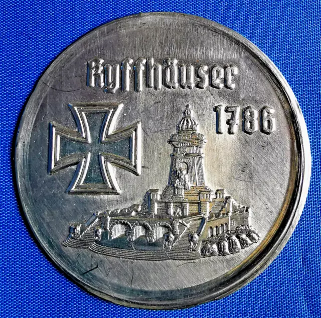 Kyffhäuser Zinn- Plakette 5 cm Metall silber