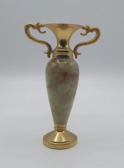 Petit Vase En Onyx Marbré Et Métal Doré – Déco Vintage (occasion)