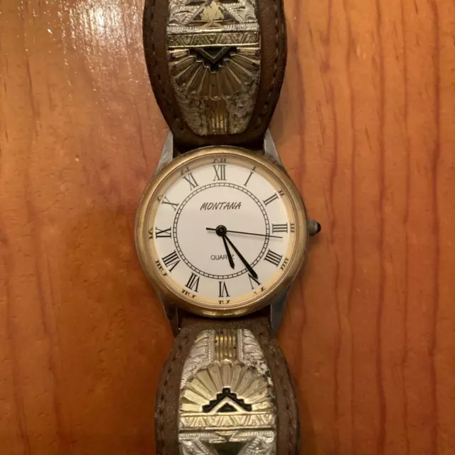 MONTANA SILVERSMITH WATCH And Leather Band Quartz Movement Analog Made In Japan 29.74 PicClick