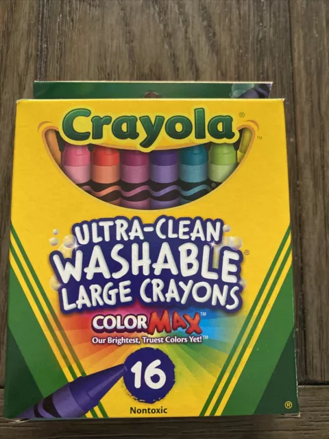 Crayola Ultra Clean Washable Crayons Large, Washable, 16ct, New Unopened Box