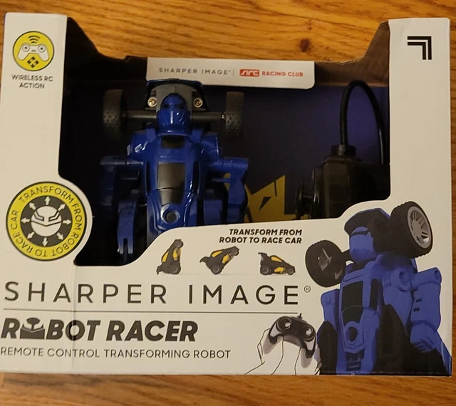 SHARPER IMAGE ROBOT Racer Remote Control Transforming Robot Blue NIP 8