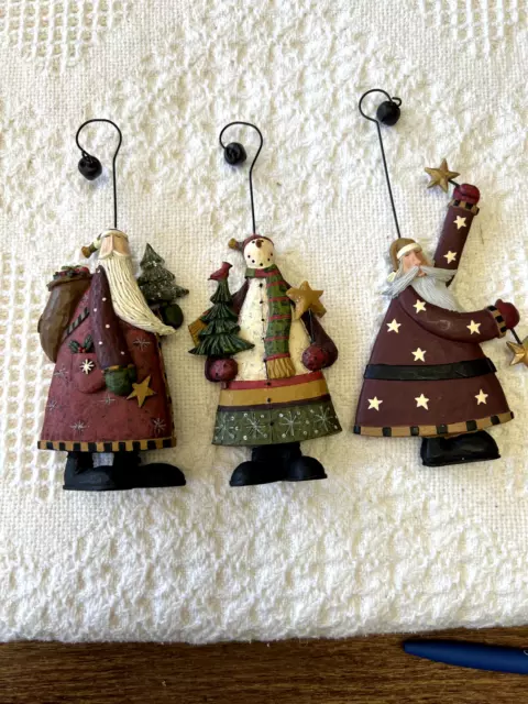 Williraye Studio -  "2 SANTAS and a SNOWMAN"  Christmas Ornaments - New/NO BOX