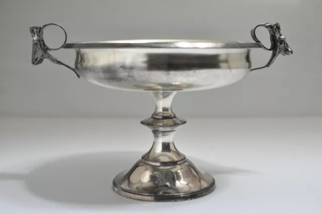 Vintage WILCOX Silverplate Co. 1810 Ram Head Handles Pedestal Compote/Candy Dish
