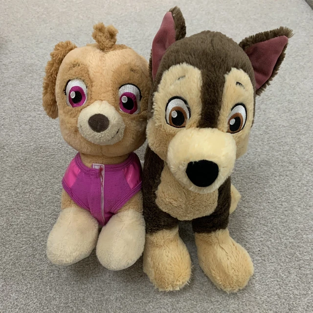 PAW PATROL SKYE & Chase Build A Bear Soft Toy Dog Bundle x2 Good