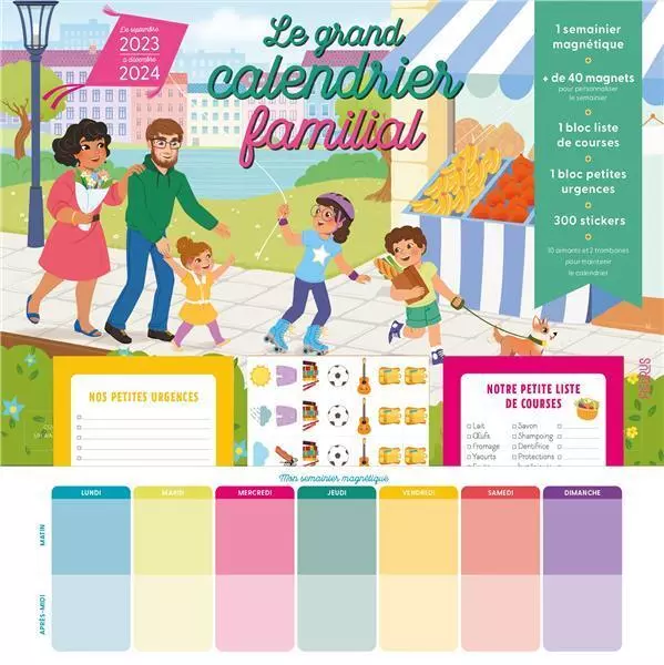 Frigobloc mensuel ; calendrier d'organisation familiale par mois