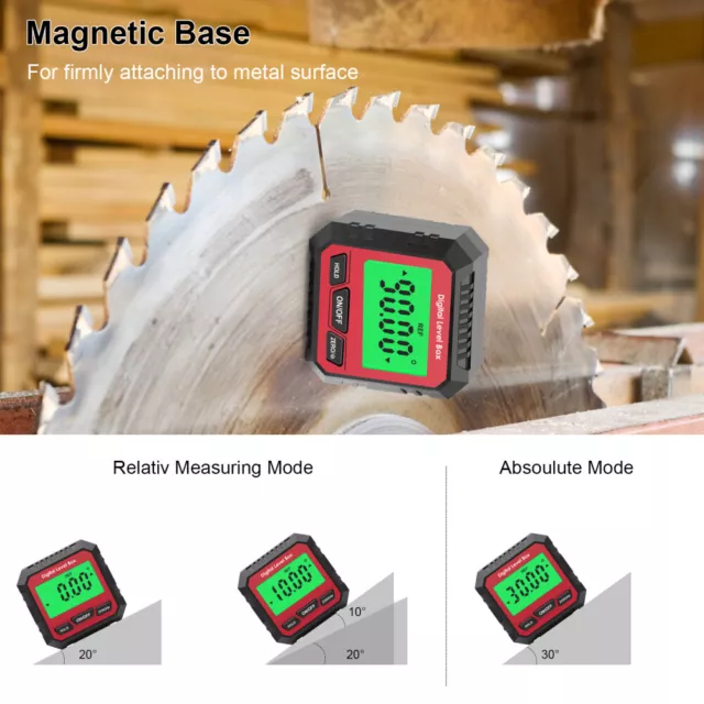 Magnetic Digital Inclinometer Level Box Gauge 360°Angle Meter Finder Protractor~