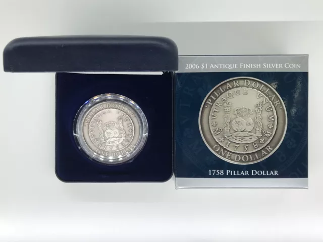 2006 $1 Australia Antique Finish Silver Coin - 1758 Pillar Dollar