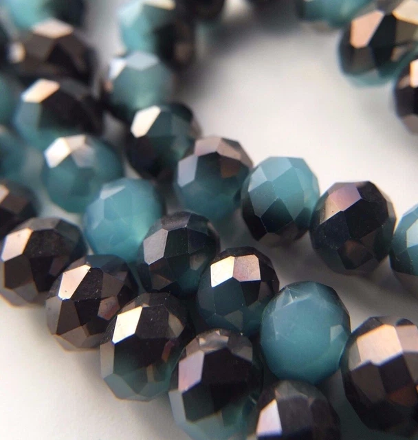 100 Stück Jade/Metall Facettierte Glasperlen 6mm Kügelchen Stein|DIY Schmuck