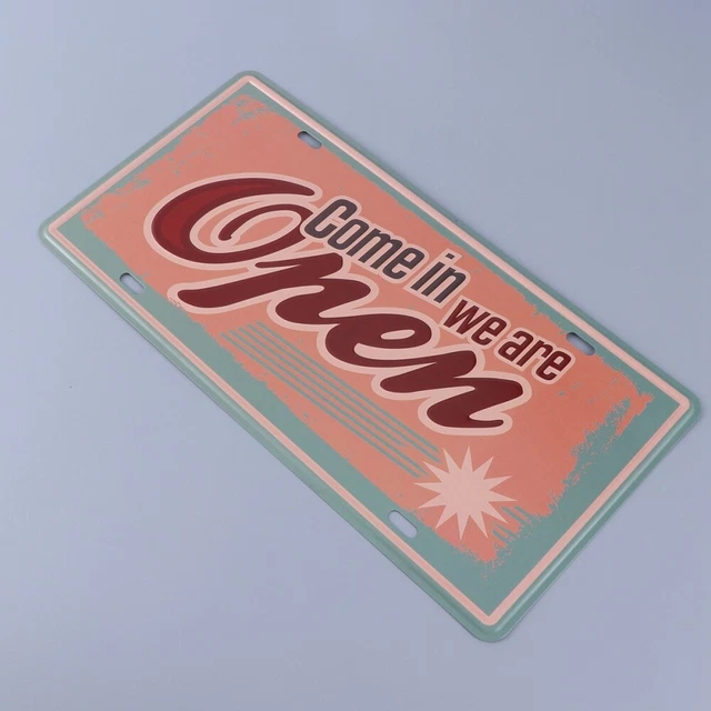 Kommen Sie herein, wir sind offene Metall Blechschild Bar Open Close Platte Vint