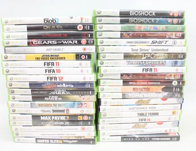39 x XBOX 360 Cased Games Inc BIOSHOCK 1/2 I TOMB RAIDER I STAR WARS - K22