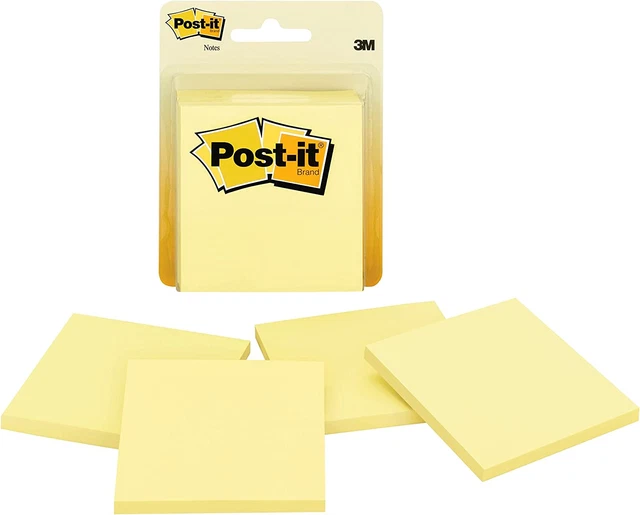 Post-it Notes, 3x3 in, 4 Pads, America’s #1 Favorite Sticky Notes, Canary