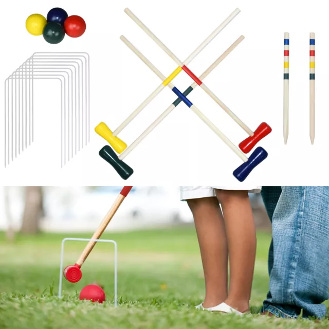 Krocket Spiel 4 Spieler Croquet-Spiel Holz Gartenspiel Familienspiel Croquet Top