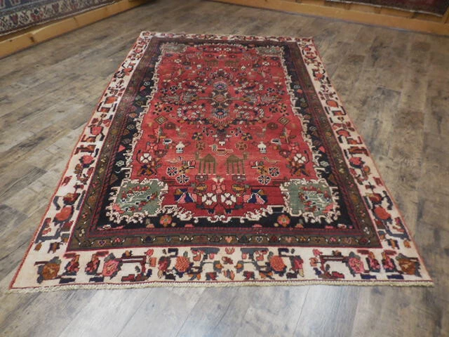 VINTAGE TURKISH HAND MADE GEOMETRIC ANATOLIAN VILLAGE MADE RUG 4.8x8.3 Ft