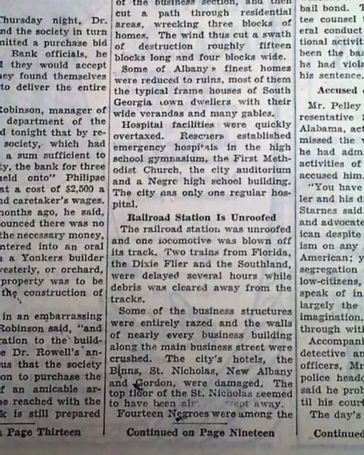 ALBANY GA Dougherty County Georgia TORNADO Cyclone Disaster 1940 Old Newspaper 2