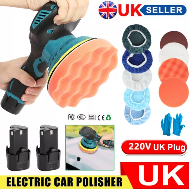 Car Polisher Kit Cordless Rotary Buffer Polishing Machine Sander 6" 2X Battery