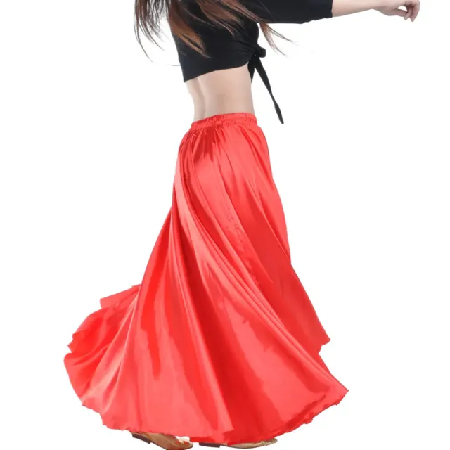 Shining Satin Long Skirt Swing Dancing Skirt Belly Dance Skirt Sun Skirt