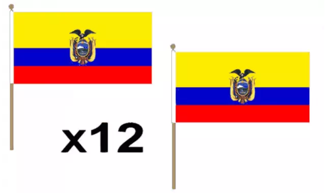 Pack Of 12 Ecuador Hand Flags 9 x 6" - Party Conferences Office Display
