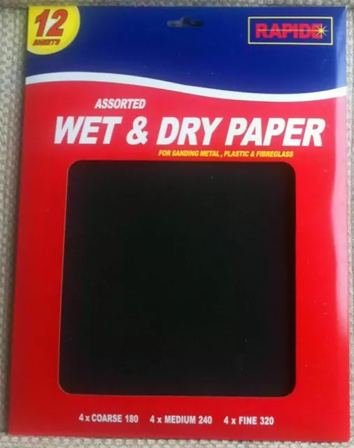 Wet & Dry Sandpaper 12 Pack Assorted Flexible Fine Medium and Coarse