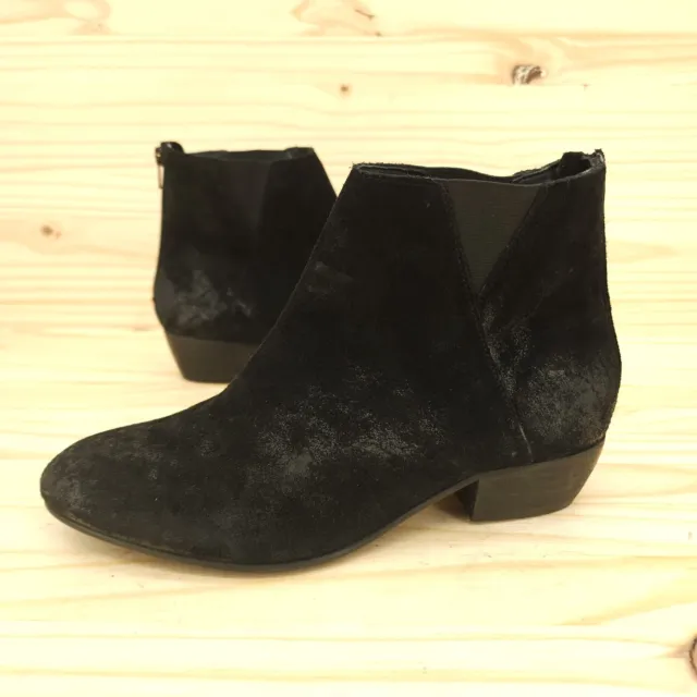 Reba Womens Ankle Boots Sz 7.5 Black Suede Distressed Western Booties Cowgirl