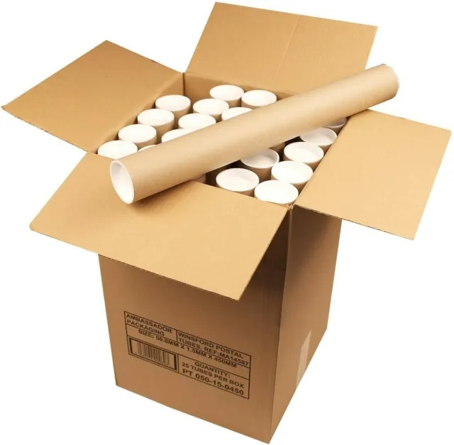 Postal Quality Strong Cardboard Tubes + End Caps 76.5Mm A4/A3/A2/A1/A0 Postage