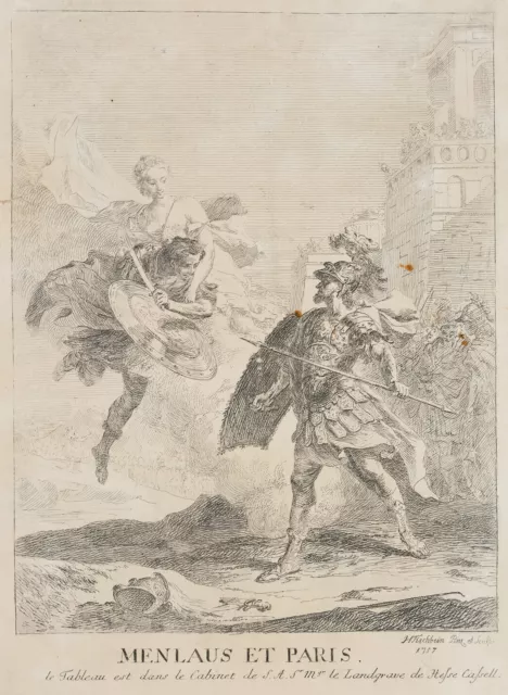 J. TISCHBEIN (*1722), Menelaos und Paris,  1757, Rad. Klassizismus Mythologie