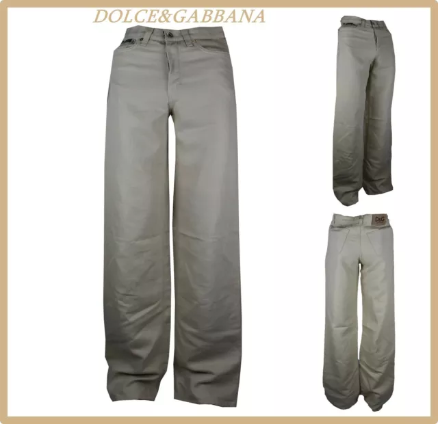 pantaloni jeans dolce gabbana da donna a vita alta palazzo zampa lino estivi 42