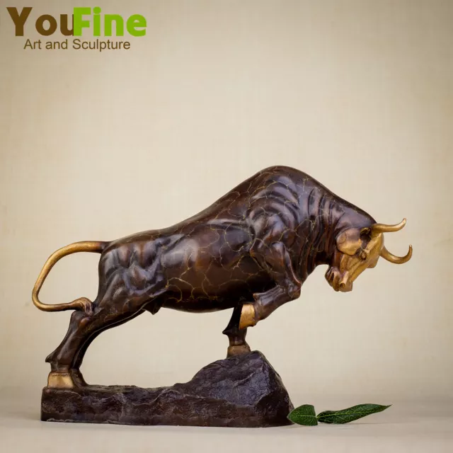 Bronze Fighting Bull Statue Charging Bull Bronze Sculpture For Home Office Decor