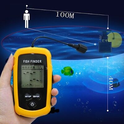 Hot 100M LCD Fish Finder Alarm Sonar Depth Sensor Portable Fishfinder Transducer