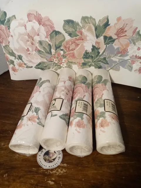 CROSCILL  WALLPAPER BORDER ROLLS Lot/ 5 Rose Arbor Ivory Border