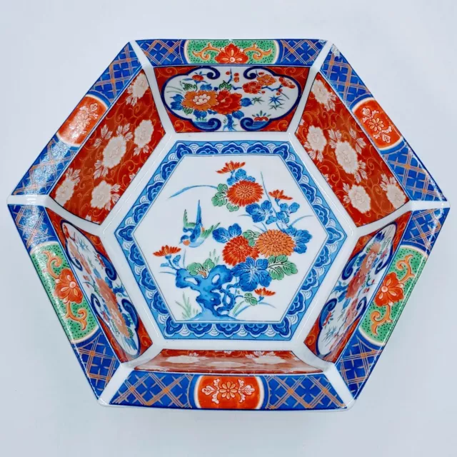 Antique Japanese Imari Hexagonal Porcelain Bowl. Awesome piece. Pre-owned.