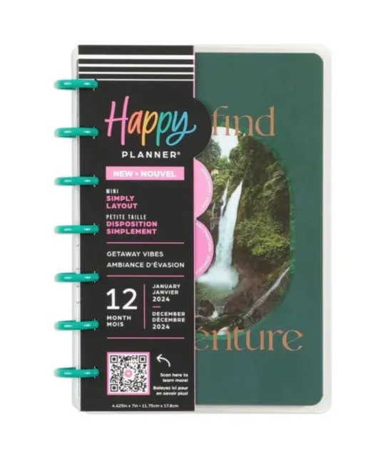 Happy Planner 2024 Getaway Vibes mini planner layout semplice Walmart