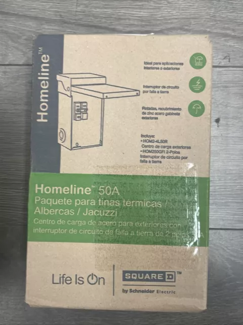 Square D Homeline 50 Amp 2-Space 4-Circuit Spa Panel Main Lug Load Center