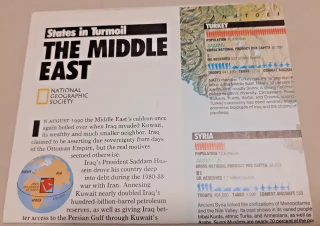 National Geographic Map of Middle East (Feb 1991) / Karte Naher Osten Irak