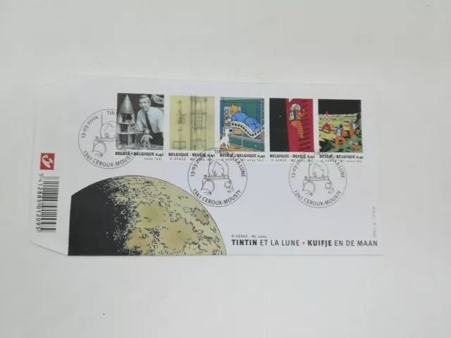 Belgique First day cover FDC - timbre tintin et la lune 2004