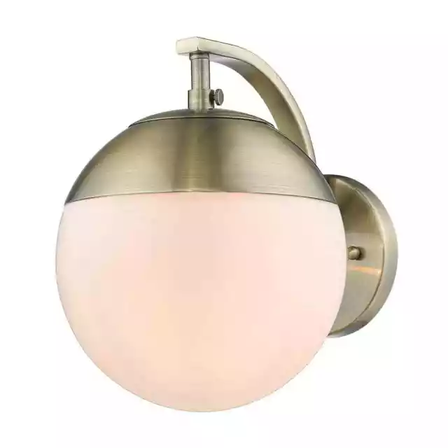 Golden Lighting Dixon 1-Light Aged Brass w/ Opal Glass and Aged Brass Cap Sconce