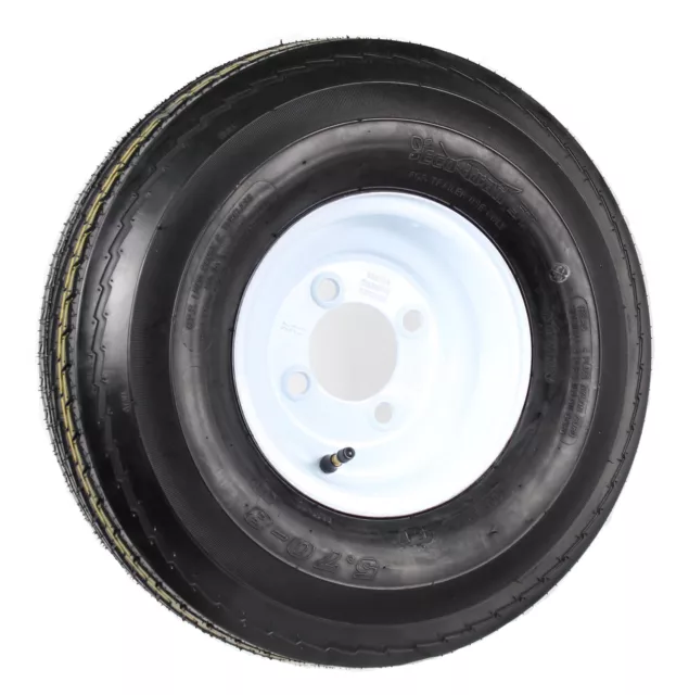 Mounted Trailer Tire On Rim 5.70-8 570-8 4 Hole White Wheel Steel Load C