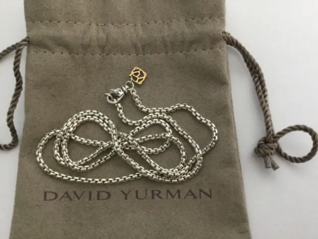 David Yurman Sterling Silver 2.7mm Box Chain Necklace with 14k gold 22”