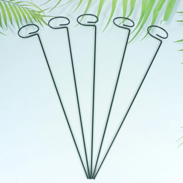 LATERN 12 Pièces Piquets De Support Plantes 40cm Avec Anneaux 6cm Et Ruban Vert 25m