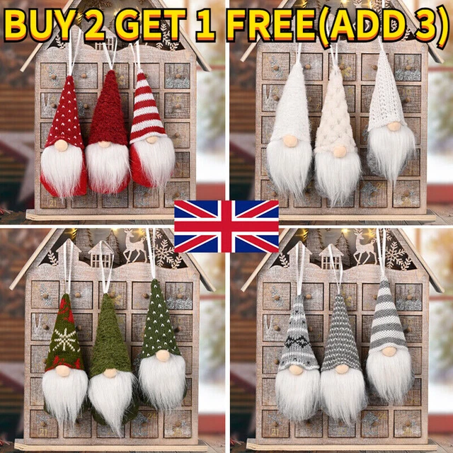 3PCS Christmas Tree Hanging Gnome Plush Gonk Santa Doll Pendant Xmas Decoration
