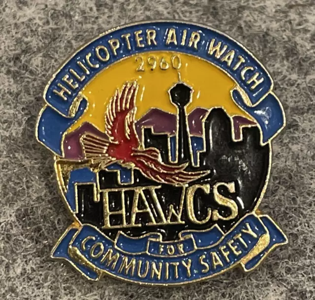 HAWCS Helicopter Air Watch Community Safety Vintage 2960 Hawk Chopper Lapel Pin