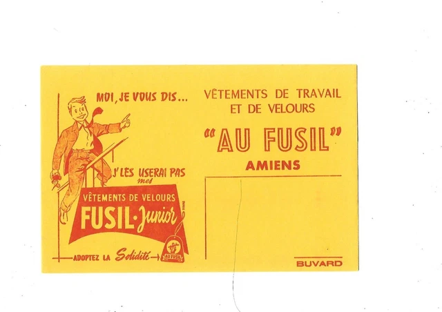 Beau buvard ancien publicitaire vêtement AU FUSIL Amiens homme auto