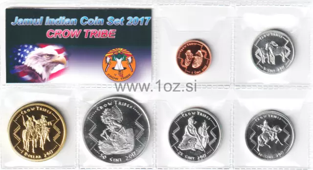 USA / CROW INDIAN TRIBE SET 2017 - 6 coins ( 1 CENT - $1 DOLLAR ) UNC
