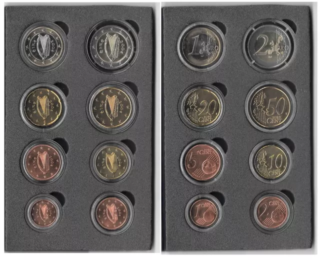 IRELAND EURO COIN SET FOLDER 1 CENT - 2 EURO 2004 Uncirculated In Capsules. B14