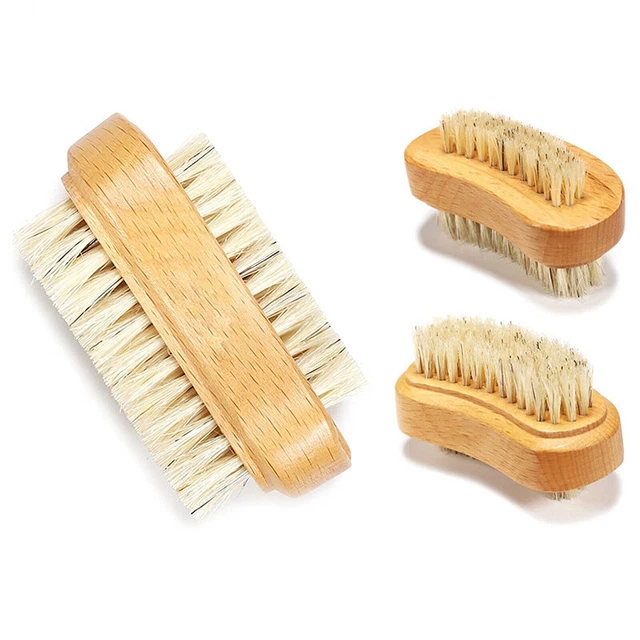 Pulizia spazzola polvere di faggio nail art lavaggio detergente morbido doppio lato manicu #DB