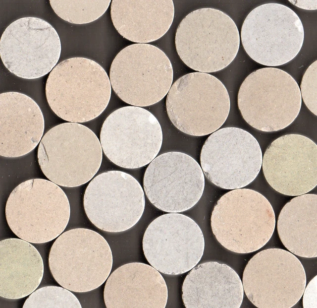 350 Pieces Grey Mix Round Mosaic Original Period Stoneware Floor Tiles Reclaimed
