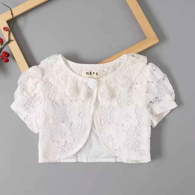 Bambini Ragazza Bolero Coprispalle Floreale Pizzo Mantellina Cardigan Corto